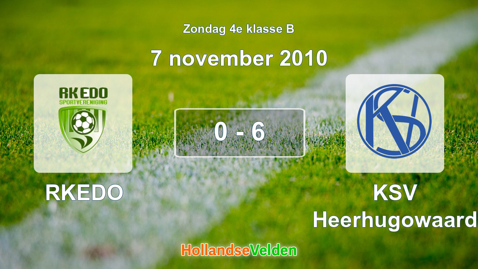 Gespeelde wedstrijd: RKEDO - KSV Heerhugowaard 0 - 6 (7 november 2010)