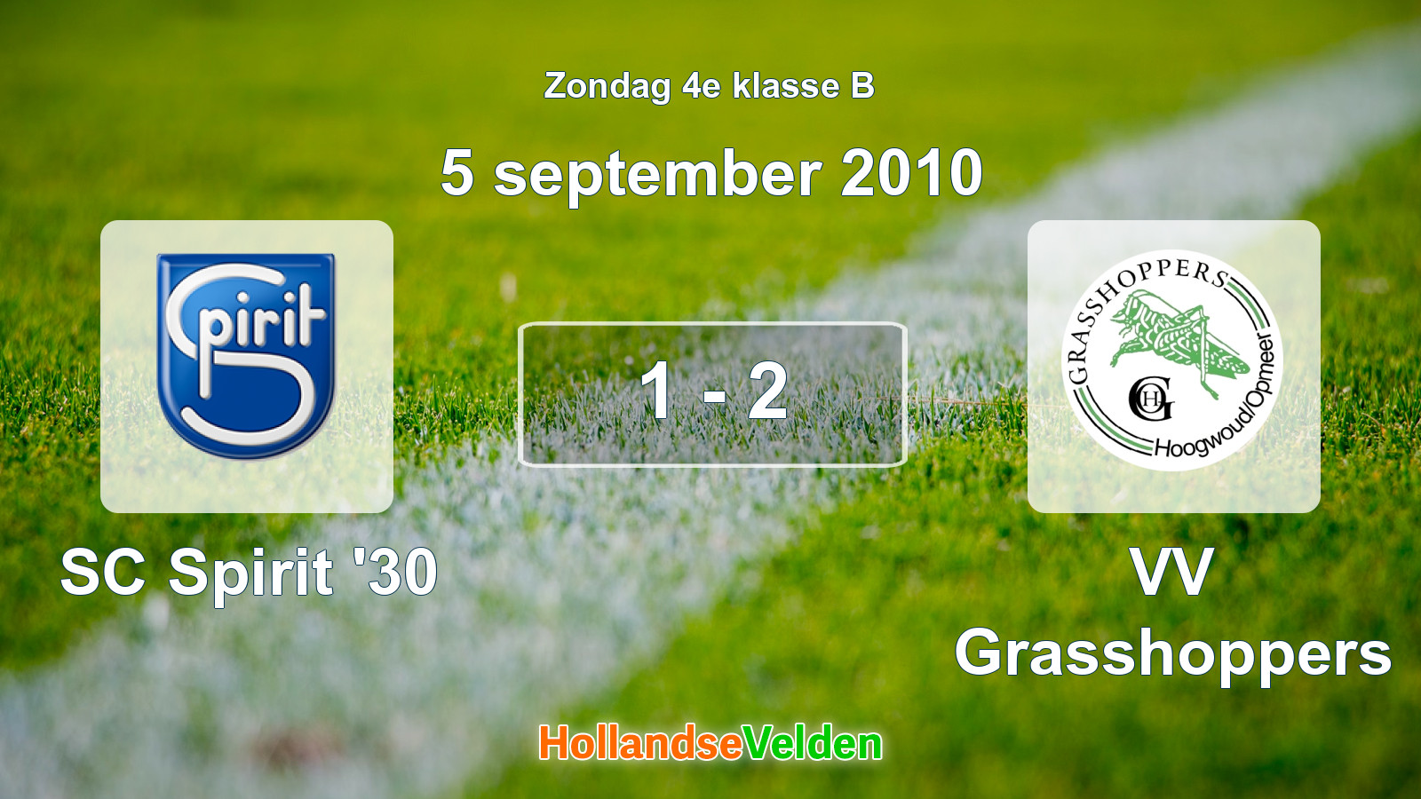 Gespeelde wedstrijd: SC Spirit '30 - VV Grasshoppers 1 - 2 (5 september 2010)