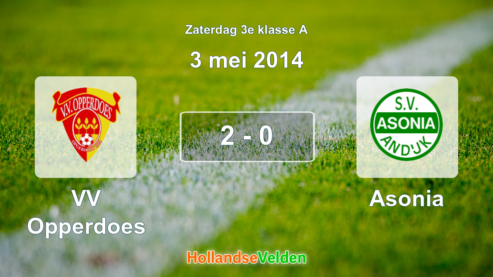 Gespeelde wedstrijd: VV Opperdoes - Asonia 2 - 0 (3 mei 2014)