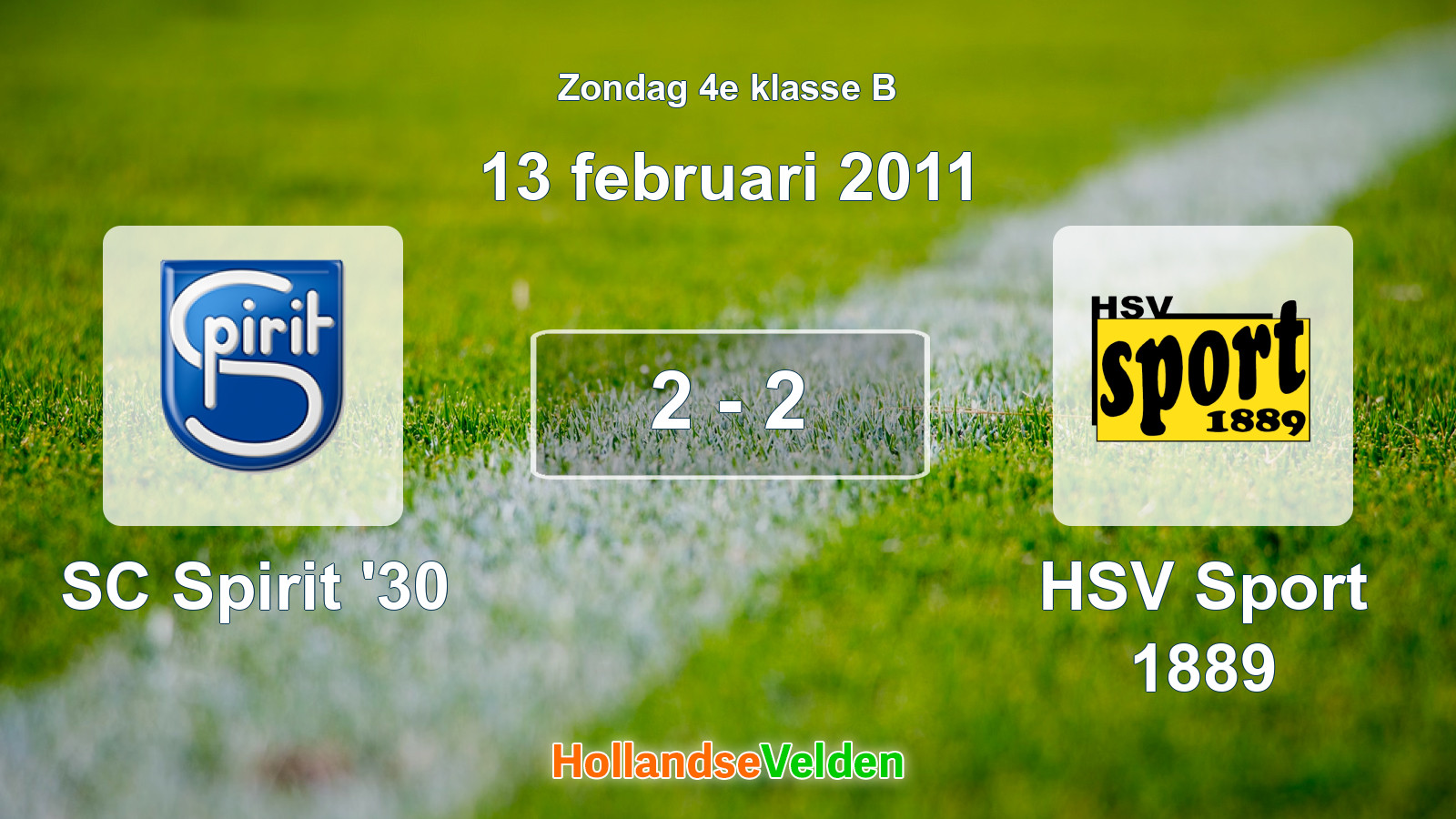 Gespeelde wedstrijd: SC Spirit '30 - HSV Sport 1889 2 - 2 (13 februari 2011)