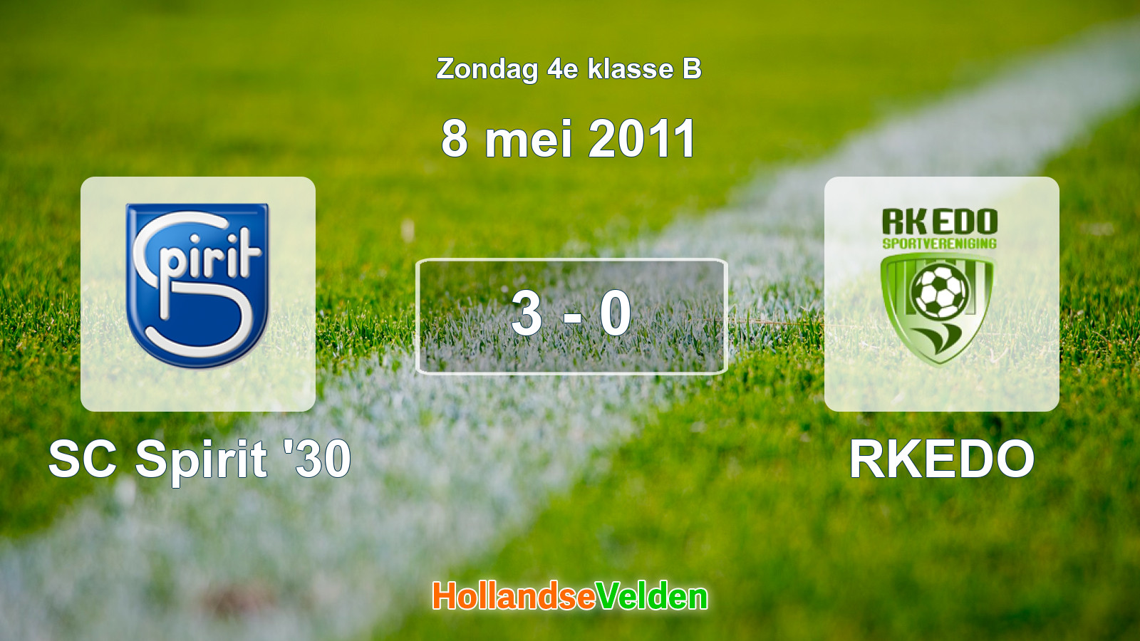 Gespeelde wedstrijd: SC Spirit '30 - RKEDO 3 - 0 (8 mei 2011)