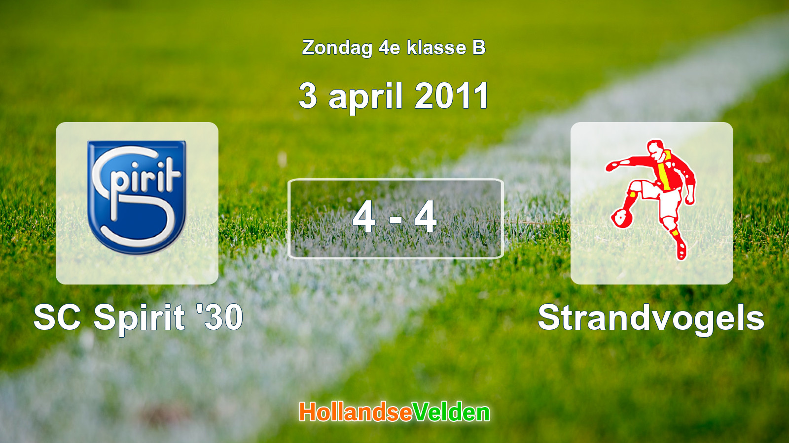 Gespeelde wedstrijd: SC Spirit '30 - Strandvogels 4 - 4 (3 april 2011)