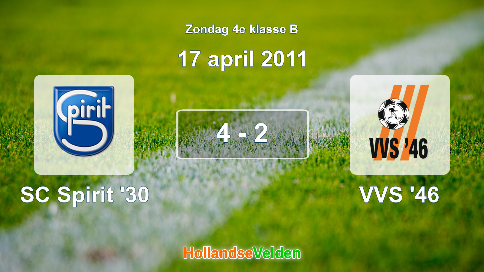 Gespeelde wedstrijd: SC Spirit '30 - VVS '46 4 - 2 (17 april 2011)