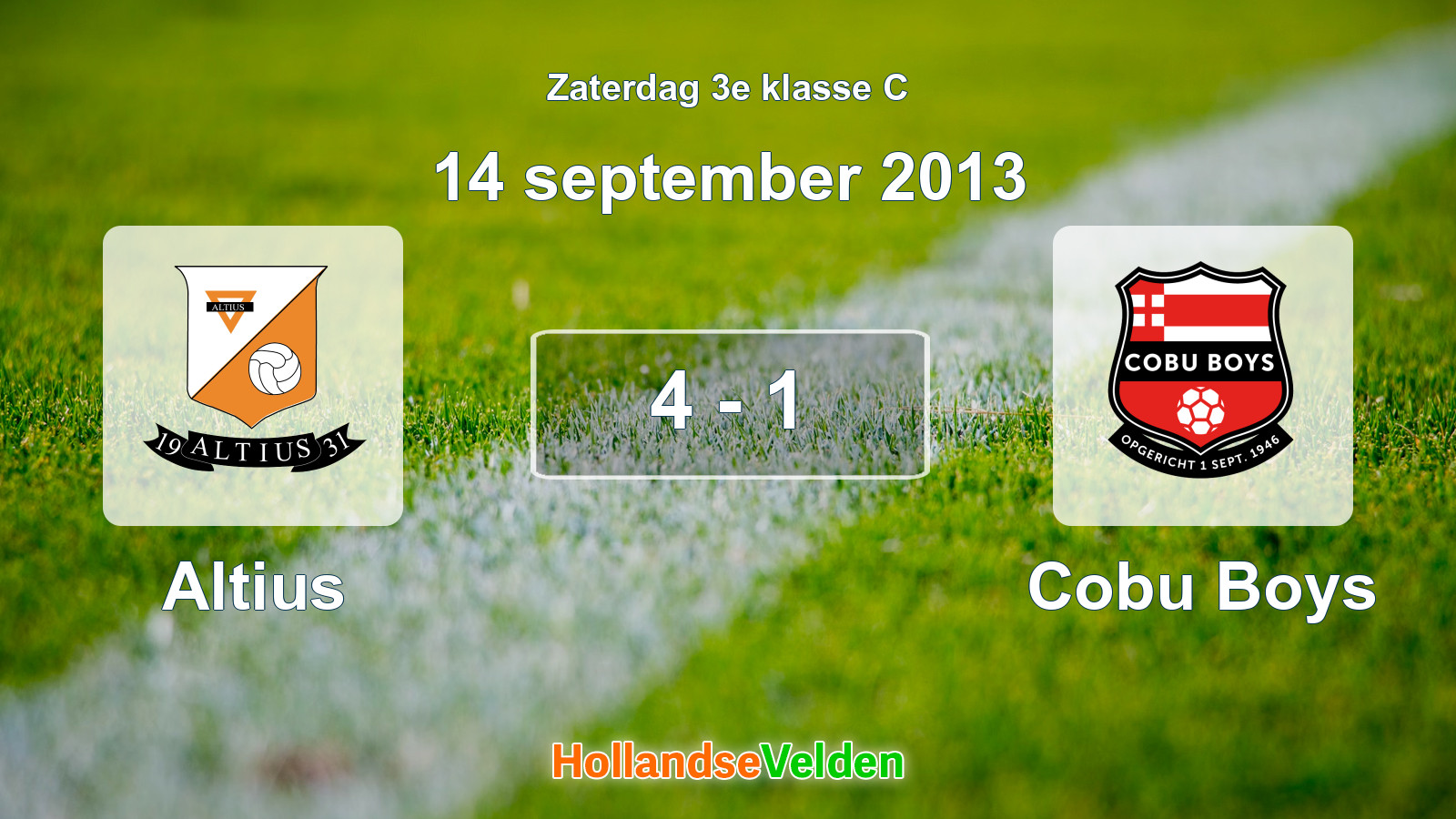 Gespeelde wedstrijd: Altius - Cobu Boys 4 - 1 (14 september 2013)