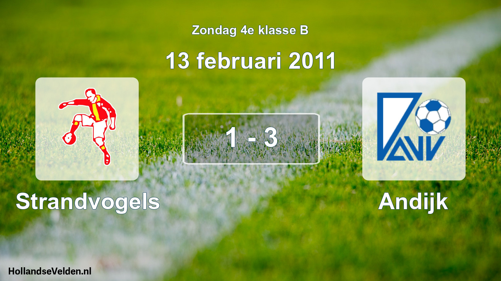 Gespeelde wedstrijd: Strandvogels - Andijk 1 - 3 (13 februari 2011)