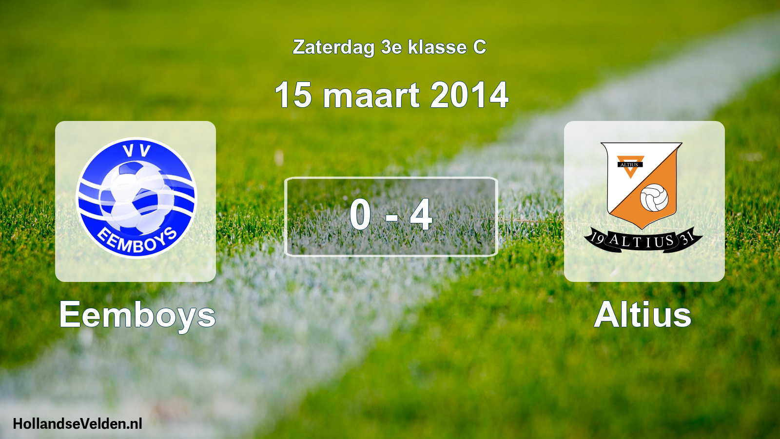 Gespeelde wedstrijd: Eemboys - Altius 0 - 4 (15 maart 2014)
