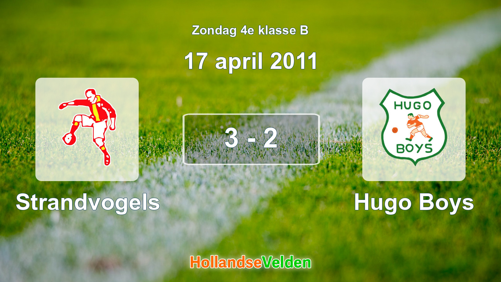 Gespeelde wedstrijd: Strandvogels - Hugo Boys 3 - 2 (17 april 2011)