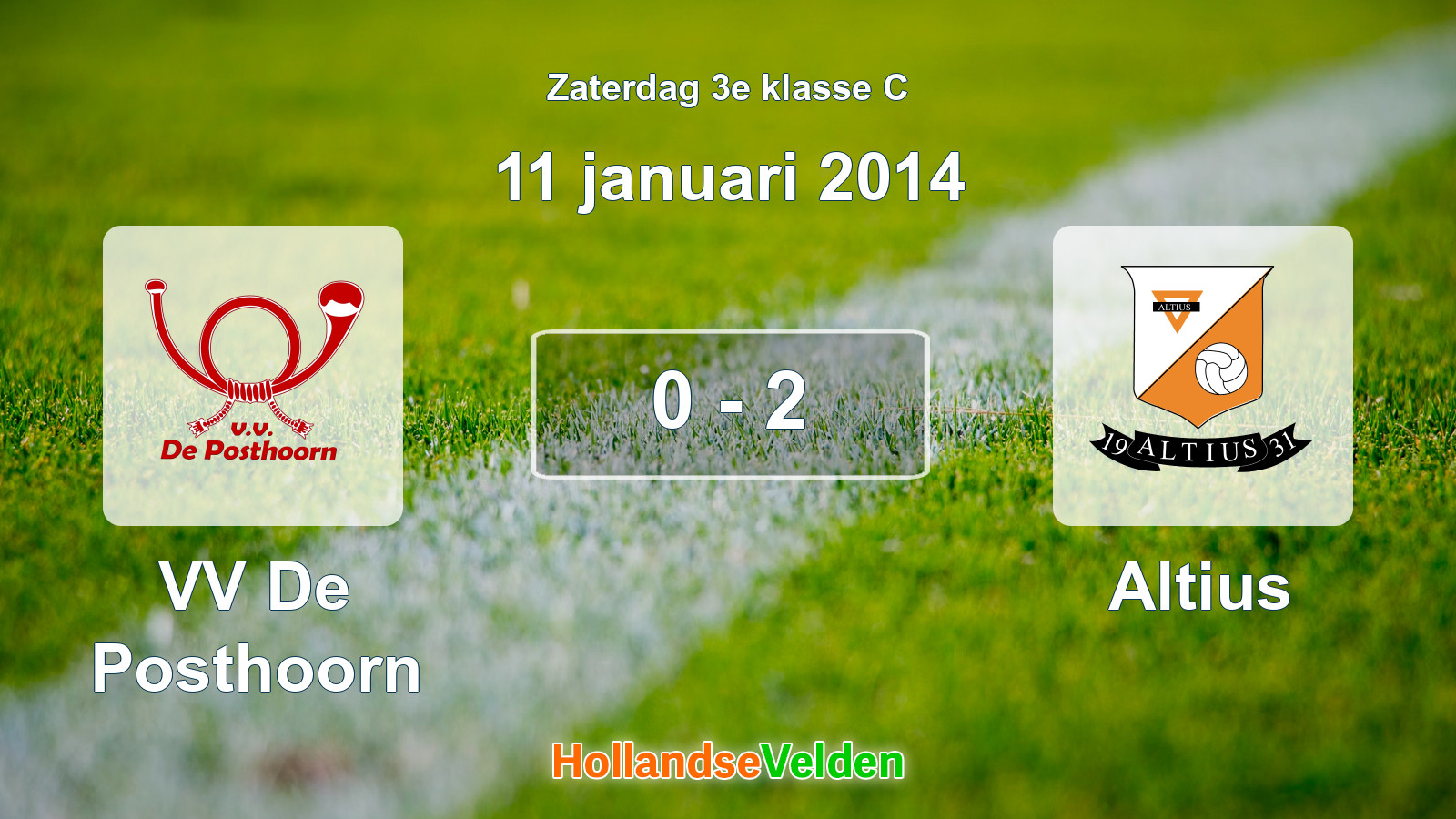 Gespeelde wedstrijd: VV De Posthoorn - Altius 0 - 2 (11 januari 2014)
